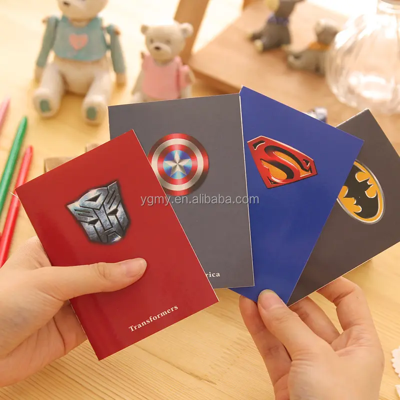 Super Hero Serie Mini Notebook PVC-Abdeckung für Kinder Niedliches leeres Papier Tragbarer Notizblock Kawaii Briefpapier Büros chule