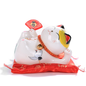 Tirelire en céramique de style japonais, chat porte-bonheur Maneki Neko, peinture mignonne - Product Image 1