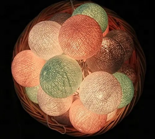 Angepasst LED USB powered farbige schlafzimmer led baumwolle ball string licht kette baumwolle ball lichter