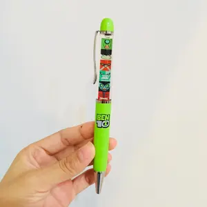 Liquid filled floater pen with floating movie character