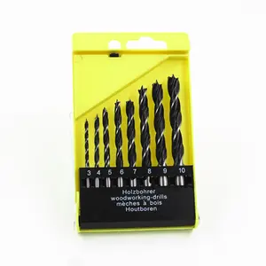 8Pcs Rolled Wood Brad Point Drill Bit Set for Wood Precision Drilling in Plastic Case