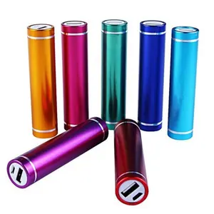 铝圆筒手机手机智能手机移动电源 2600 mah，移动电源，便携式 usb 电池