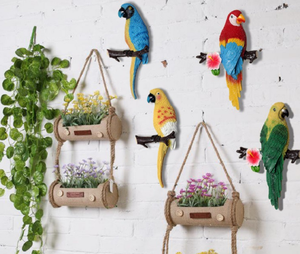 Set di decorazioni murali pappagallo in resina vivida personalizzate con sculture di uccelli tropicali realistiche per la decorazione del giardino domestico - Product Image 4