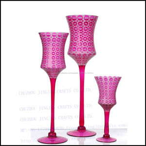 De tallo largo con chorro de arena de color rosa y de color <span class=keywords><strong>aerosol</strong></span> de <span class=keywords><strong>cobre</strong></span> de corte para el vidrio claro sostenedor de vela - Product Image 2