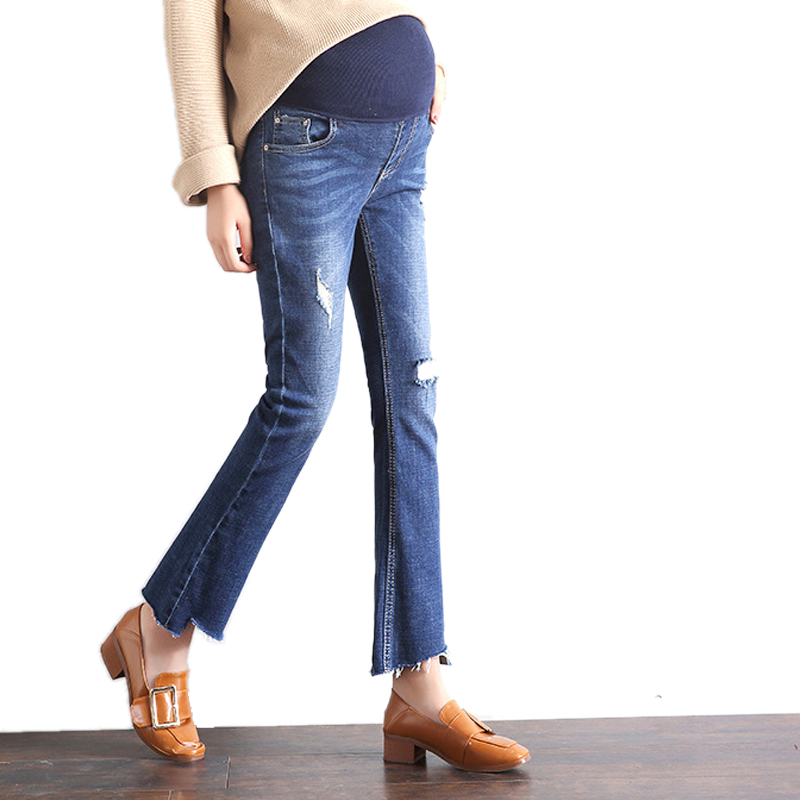 Теплые джинсы с высокой талией для беременных женщин в западном стиле