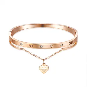 Roman Elegant Beautiful Noble Love Forever 520 Rose Gold Engraved Bracelet