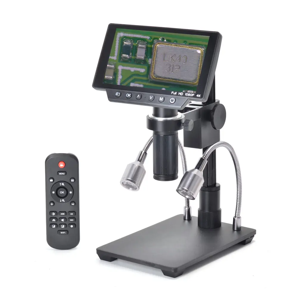 4K 1080P Digital Microscope HDMI-Compatible USB WIFI 5" LCD Screen 16MP Stereo HD Camera with 150X Zoom Lens for Soldering