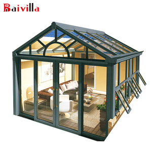Solárium de Estilo Australiano con Estructura de Aluminio, Invernadero de Cristal con Techo Templado para Villas, Moldura Triangular - Product Image 4