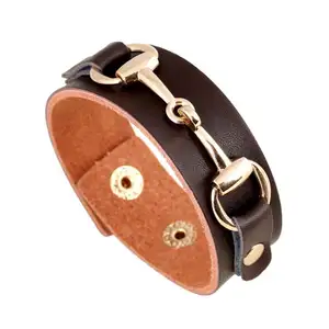 Bracelet d'équitation en cuir pour femmes, bijou, clou à pression, mors, cheval, équitation