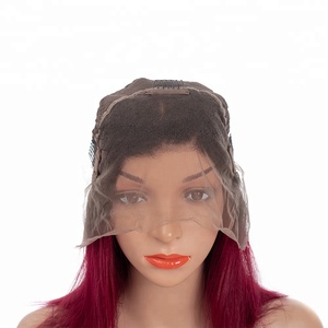 Perruque Lace Front Wig lisse péruvienne, perruque Lace Front Wig ombrée courte, couleur à deux tons 1b 99j, pour femmes noires - Product Image 4