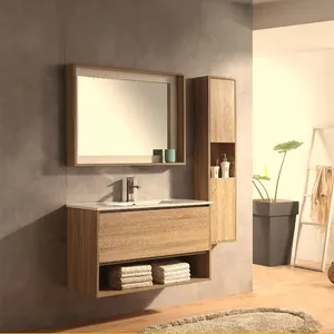 इतालवी शैली लकड़ी बाथरूम फर्नीचर प्लाईवुड कस्टम आकार बाथरूम डूब दर्पण घमंड