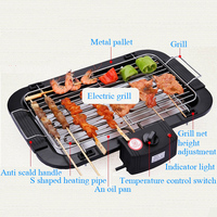 Barbecue électrique 2 en 1, fondue, machine à kebab rotative automatique sans fumée, mini poêle intérieure coréenne antiadhésive