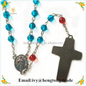 Collier de <span class=keywords><strong>chapelet</strong></span> religieux en perles bleues acryliques de 6mm en gros, <span class=keywords><strong>chapelet</strong></span> catholique avec centre de table et croix de <span class=keywords><strong>la</strong></span> <span class=keywords><strong>miséricorde</strong></span> <span class=keywords><strong>divine</strong></span> - Product Image 2