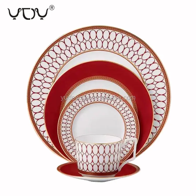 Bộ Đồ Ăn Phương Tây Nhỏ Sang Trọng, Màu Đỏ Phục Sinh, Bộ Đồ Ăn Tối 16 Món Màu Bonechina