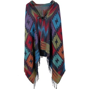 2022 nuovo stile colorato da donna con blocchi <span class=keywords><strong>di</strong></span> colore aperto Poncho davanti scialle in lana - Product Image 3