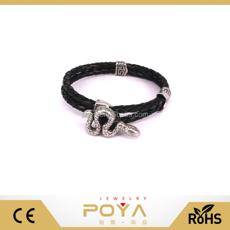 POYA Bijoux À La Main Votre Propre Style Tressé En Cuir Cordon Bracelet, Serpent Slap Tressé En Cuir Bracelet