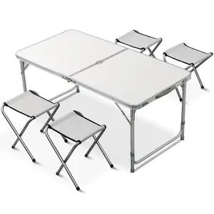 Top quality foldable aluminium picnic table 4 seater heavy duty outdoor camp folding table