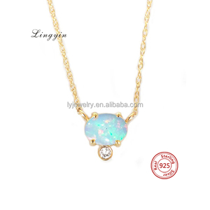 Trendy women girls accessori <span class=keywords><strong>collana</strong></span> di gioielli <span class=keywords><strong>collana</strong></span> in argento sterling 925 con zirconi bianchi in opale sintetico - Product Image 1