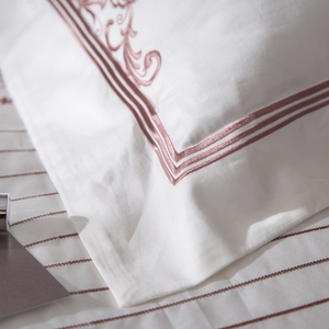 300 hilos fibra larga suave rey tamaño tejido jacquard hoja de cama 100% algodón - Product Image 2