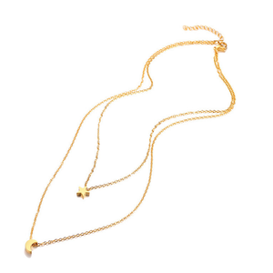 Haute qualité 18k plaqué or bijoux étoile et croissant de lune pendentif <span class=keywords><strong>Double</strong></span> chaîne <span class=keywords><strong>multicouche</strong></span> <span class=keywords><strong>collier</strong></span> pour femmes et filles - Product Image 3