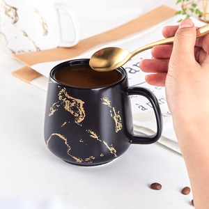 Custom Logo Print Eco-Friendly Porcelain Matte White Marble <strong>Gold</strong> <strong>Mug</strong> - Product Image 4