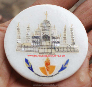 Marble Inlay Plate With Taj Mahal - Product Image 1