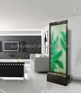 H1.8m thép Không Gỉ chuẩn trên sàn thác đài phun nước tường với glass bảng điều chỉnh của mẫu đồ họa