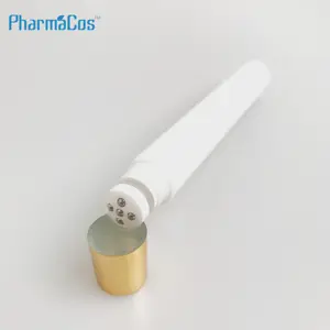 Hot sale plastic cosmetic massage tube for eye cream with 3 triple roller ball applicator