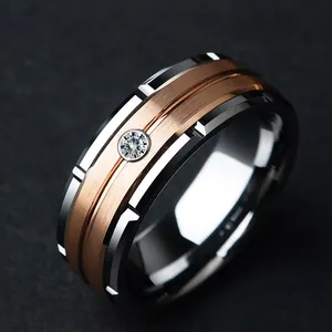 خاتم 8 ملم تصميم جديد للرجال سوار من كربيد التنجستن الممشط دعم مجوهرات العقيق خاتم دروبشيبينغ
