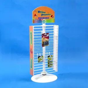 universal retail fixture counter table standing swivel 2 sides iron wire grid screen merchandise plastic fastener display rack