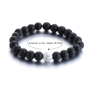 2Pcs/Set Couples Distance <strong>Bracelet</strong> Classic Natural Stone White and Black <strong>Yin</strong> <strong>Yang</strong> Beaded <strong>Bracelets</strong> for Men Women Best Friend Hot - Product Image 2