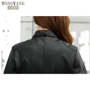 TONGYANG 2018 moda nueva chaqueta de mujer moda europea chaqueta de cuero Pimkie limpieza solo PU cuero motocicleta Mujer - Product Image 3