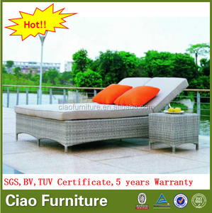 Playa <span class=keywords><strong>tumbona</strong></span> de mimbre cama salón doble de ratán al aire libre - Product Image 1