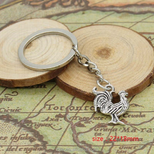 Nuevos hombres de la moda 30mm llavero DIY gallo gallo de metal titular de la cadena de la vendimia antiguo colgante de plata - Product Image 2