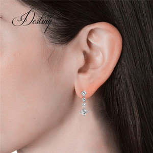 Incantevoli orecchini a bottone dasini impreziositi da cristalli <span class=keywords><strong>Swarovski</strong></span> placcato oro 18K donna argento 925 orecchini - Product Image 6