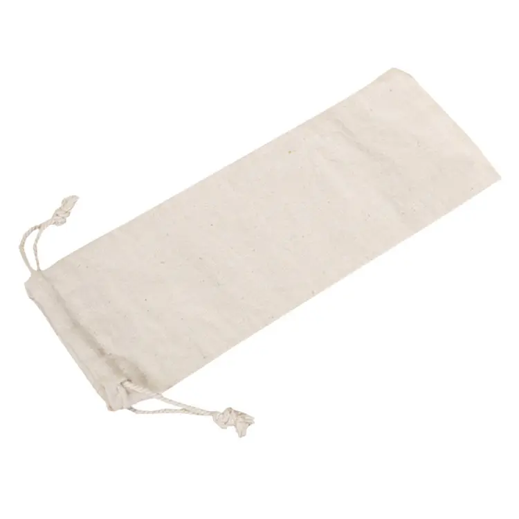 Eco-Friendly Custom Flax Cloth small Cotton canvas Linen Packing Drawstring Pouch Bag For Straw Chopsticks Tableware Straw Pen