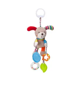 Best selling Dog animals plush Baby toy rattles hanging with Teether B003C