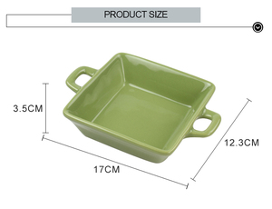 Personnalisé carrés de couleurs vives en céramique plateaux de service avec double creux poignées - Product Image 4