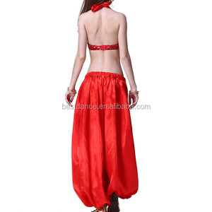 Costume de danse du ventre pour femmes, haut et pantalon de style harem en satin, costume de <span class=keywords><strong>Bollywood</strong></span> - Product Image 3