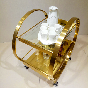 Di alta qualità di stile moderno royal hotel liquore d'oro vino mobile bar trolley con ruote