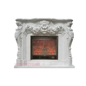 Custom Stone carving Mantel art sculpture Luxury Marble decoration Fireplace Design