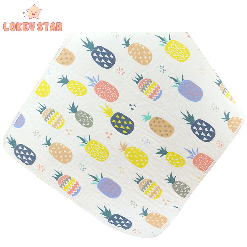 Водонепроницаемый матрас для подгузников Lokeystar с ананасом, высокий абсорбирующий детский коврик для пеленания
