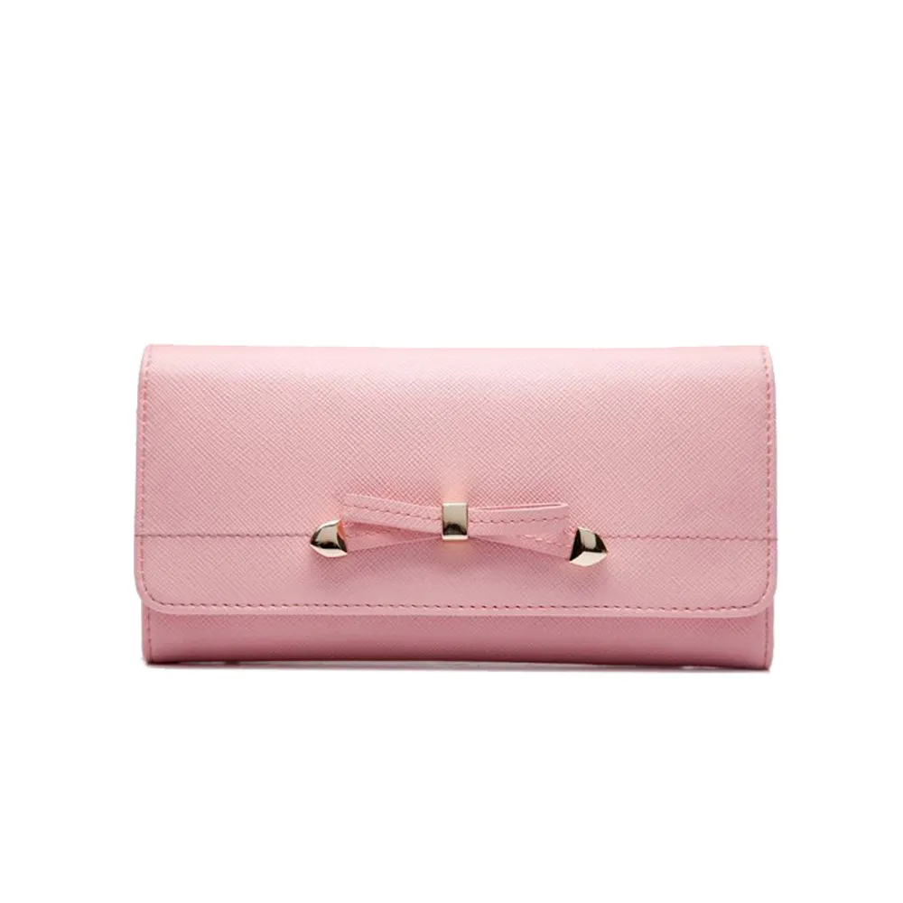 New Products Girls Lovely Wallet Cute Pink Bow faux Leather Ladies Purse