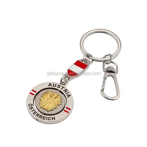 Porte-clés rotatif personnalisé, en métal, Souvenir avec drapeau de vin, autrichien