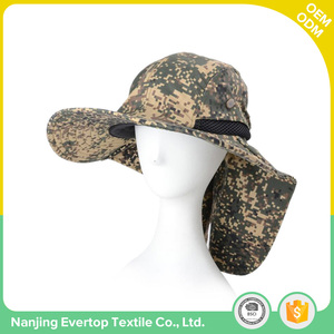 Nueva Serge cotton wide brim camouflage unisex fishing bucket summer hats woman with neck protection - Product Image 1