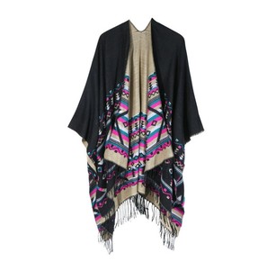 Wholesale New Style Cashmere Poncho Shawl Fashion <strong>Paisley</strong> Pattern Winter Custom <strong>Pashmina</strong> Poncho for Sale - Product Image 3