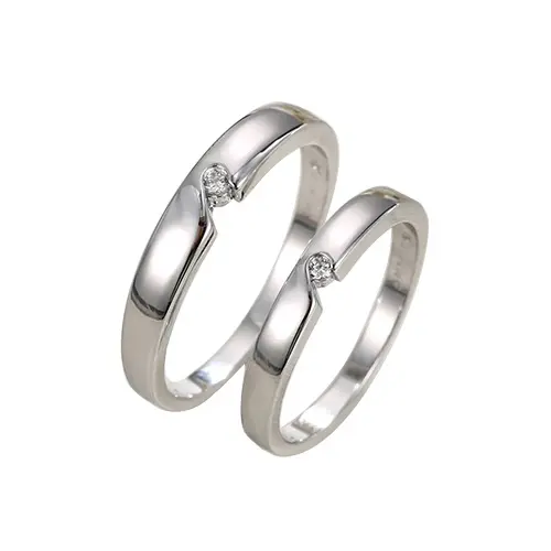 2018 Xuping bijuterias rhodium cor branca anel de ouro, único diamante pedra design simples casal anéis para as mulheres