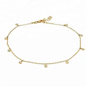 Gemnel hawaii body jewelry 925 silver 18k gold bezel diamond cz anklet tennis bracelet designs
