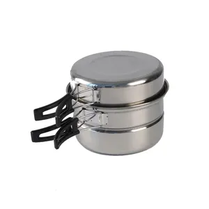 2024 New Stainless steel Pot Pan Camping Backpacking Tool Kit Outdoor Cookware