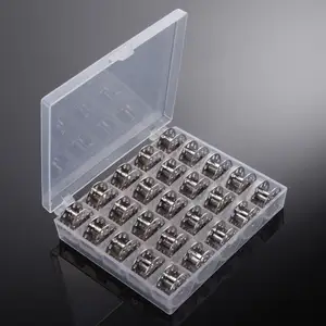 25Pcs Clear Empty Bobbins Spool Metal Case With 25 Grid Storage Case Box for Brother Janome Singer Elna Sewing Machine Reels